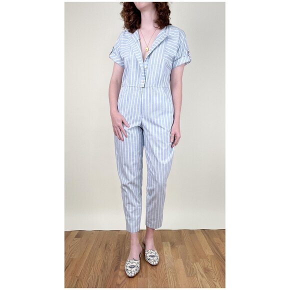 Vintage Handmade Coastal Grandma Prep Jumpsuit Coverall Nautical Preppy 60s 70s - Picture 4 of 6